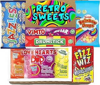 Sweets. Retro Sweets Gift Box - Perfect Sweet Letterbox Gift with a Variety of Sweets and Treats in Stylish Sweet Gift Box - Ideal Sweet Gifts for Any Occasion!