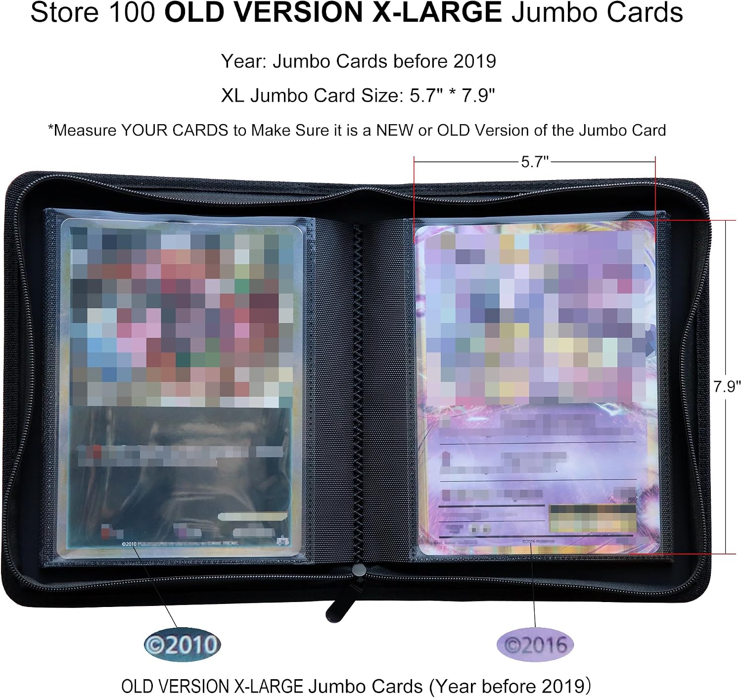Jumbo Card Binder XL – Holds 100 Jumbo Cards Size XL, Side-Loading Album for Oversized Cards (5.7″ × 7.9″) -Yellow