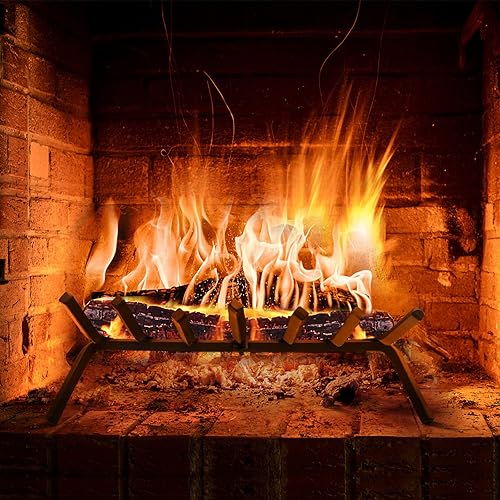 Miniatura 3 de Tangkula Rejilla de chimenea de 18 pulgadas 7 barras de acero sólido para chimenea de interior y exterior 12 pulgada de hierro fundido resistente