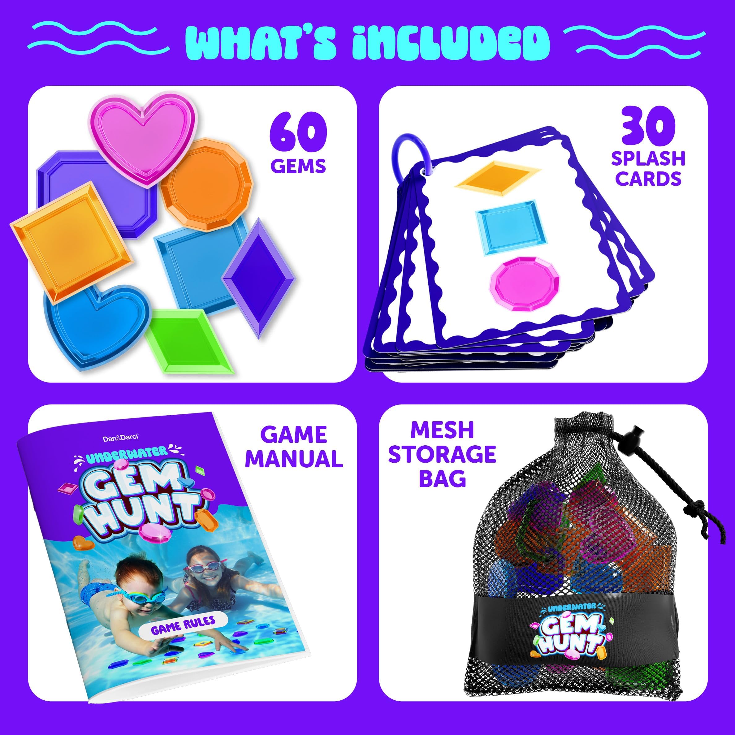 Dan&Darci - Schwimmbad-Edelsteinjagd-Tauchset für Kinder, Poolspielzeug für Kinder von 6 7 8 9 10 11 12 Jahren Tauchspielzeug für Wasserspiele Geschenke für Mädchen Jungen 6