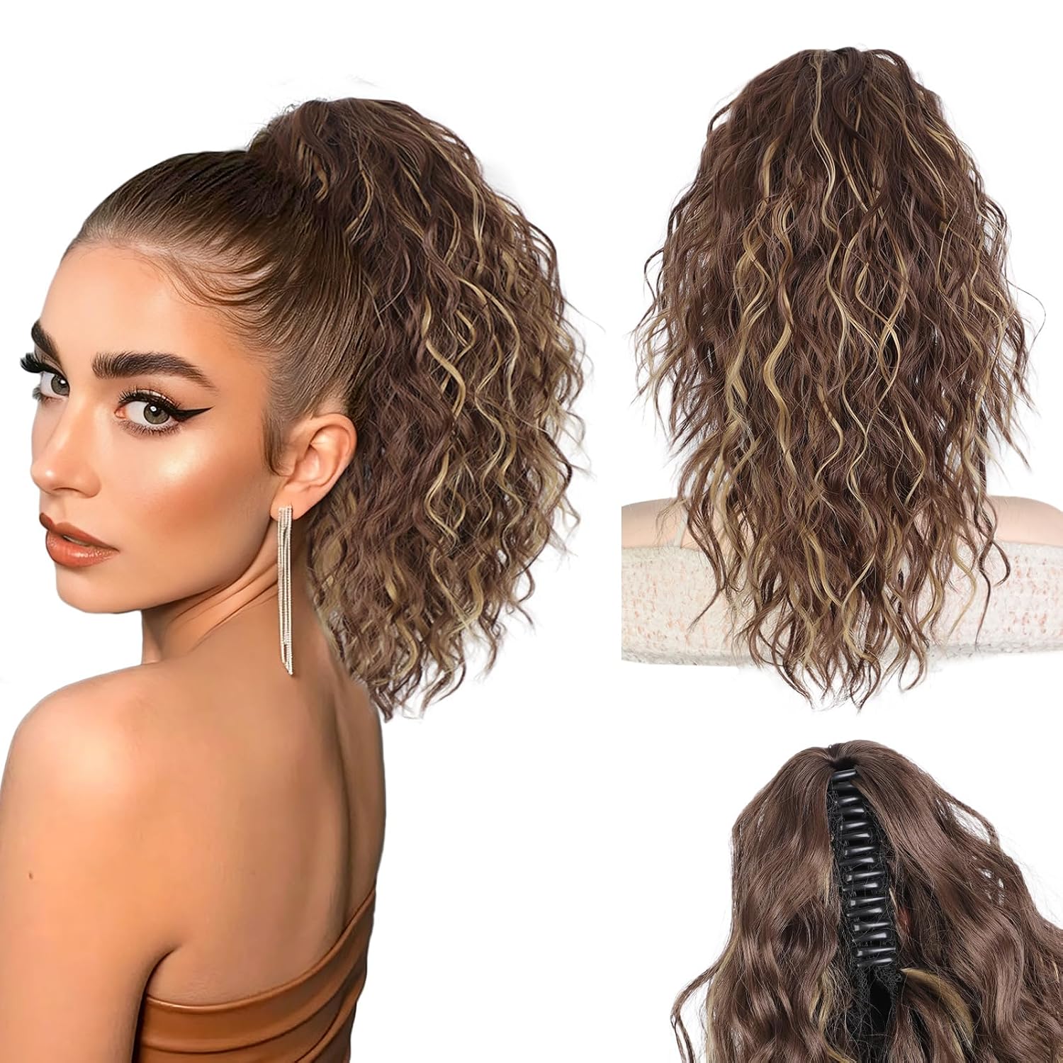 14 Inch Claw Clip Ponytail Extension - Natural Curly Hair