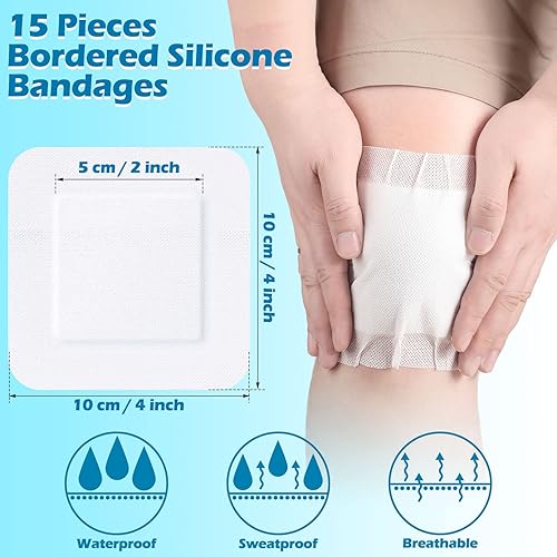 Miniatura 9 de 15 piezas de gasa con borde para isla de apósito para heridas, almohadillas de gasa adhesivas estériles para después de la ducha, bordes