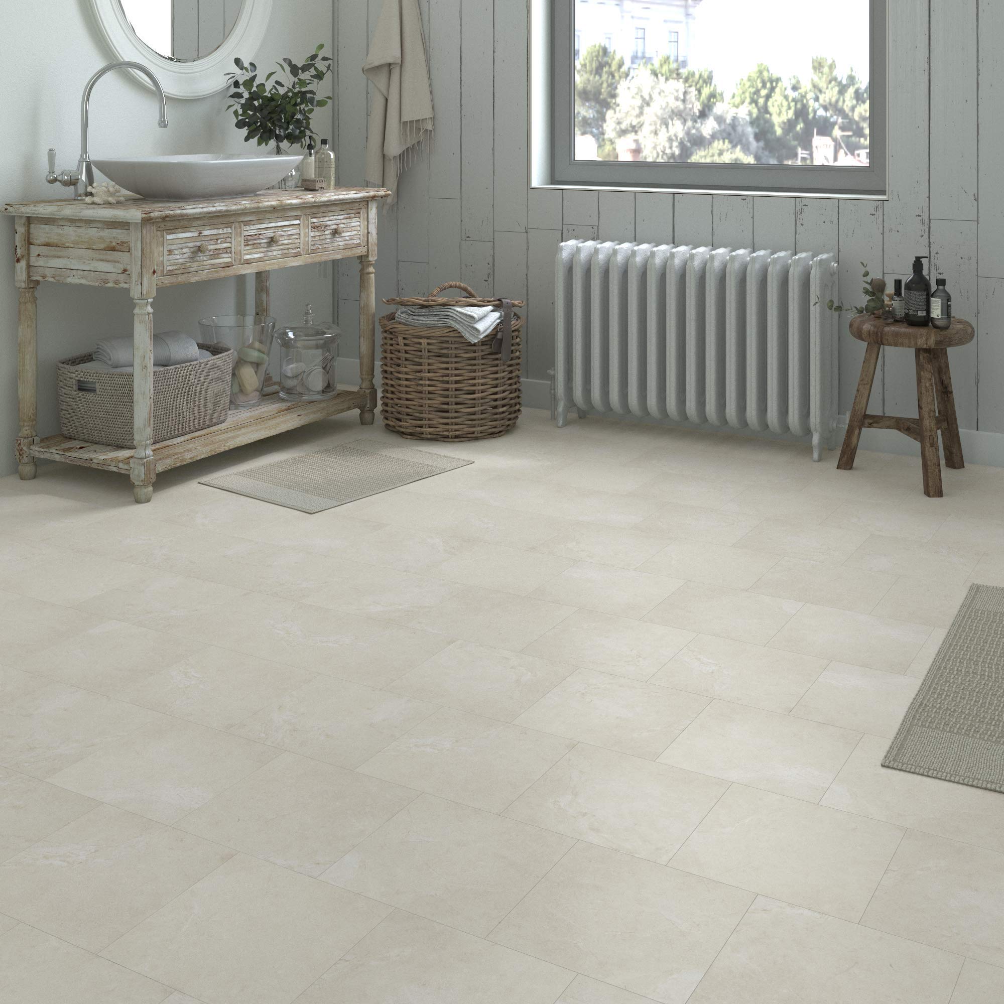 GENERIQUE - PVC Bodenbelag - Selbstklebende Fliesen - Hellgrau - Marmoreffekt - Grau/Beige - 2,05m²/22 Fliesen