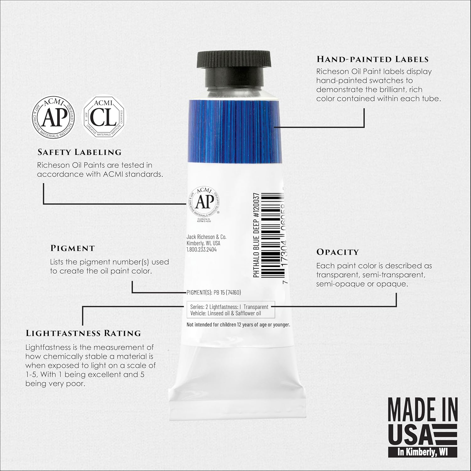 Jack Richeson Premium Oil Paint, 1.25 oz Titanium White (Pack of 3)