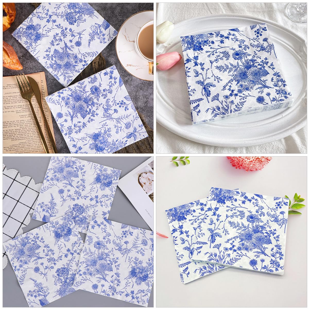 Blaue Papierservietten 100 Stück aus Papier für Partys