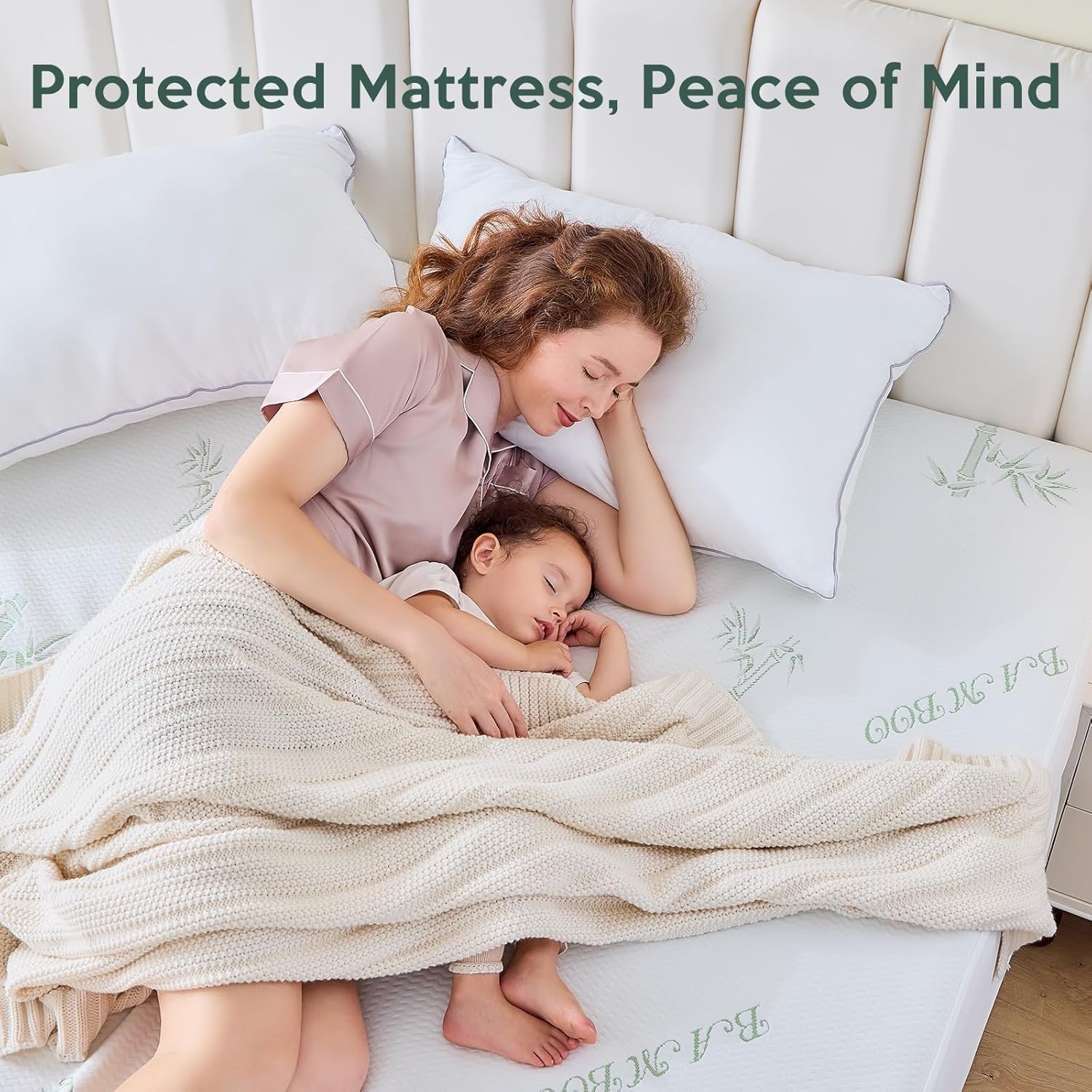 MUXHOMO 2 Pack Queen Mattress Protector, 100% Waterproof Mattress Cover Queen Size Bed, Cooling and Breathable Bed Pad Cover, Deep Pocket 8"-21"
