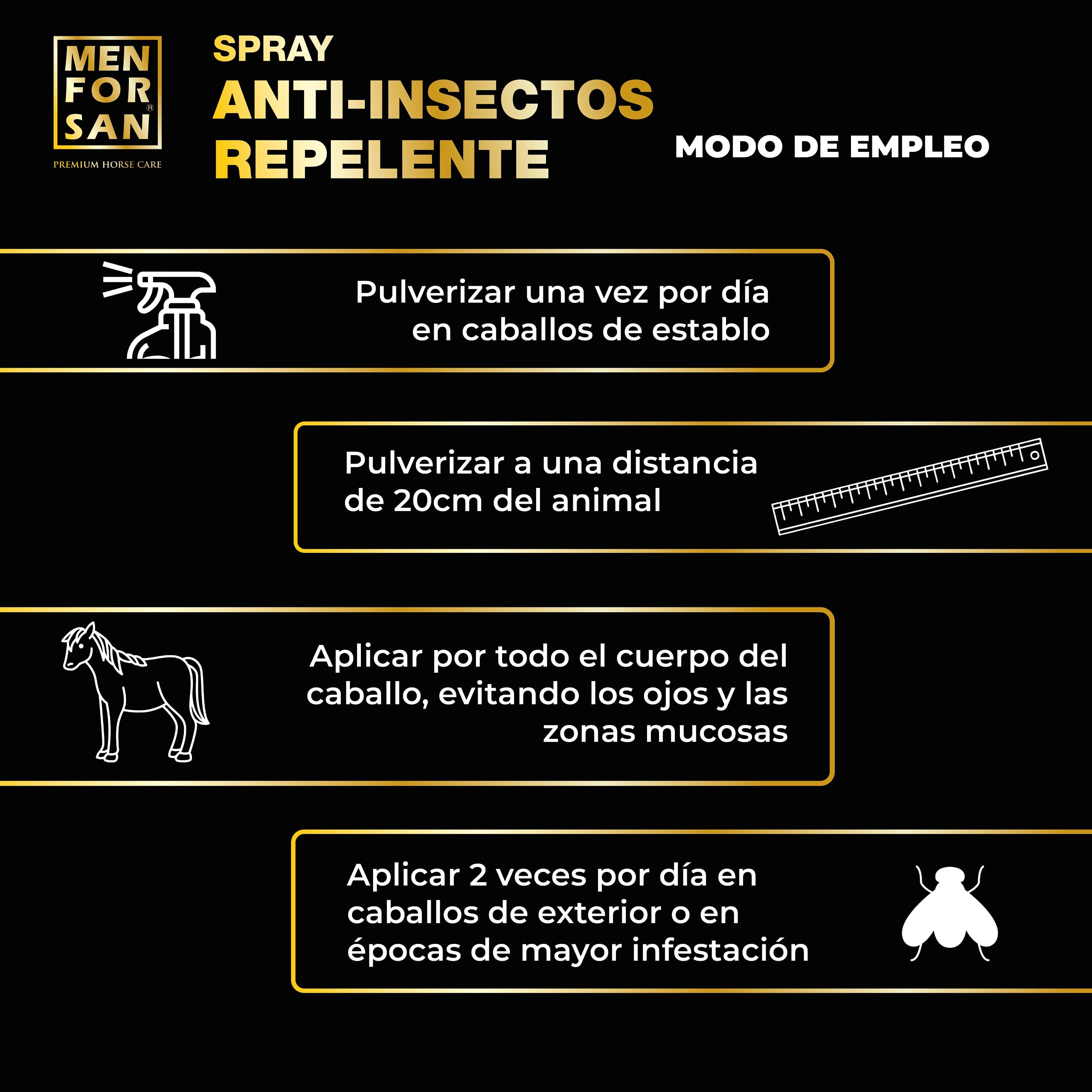 MENFORSAN Spray repelente de insectos para caballos, 500ml | con Margosa, geraniol y lavandino | Bio, 100% Natural