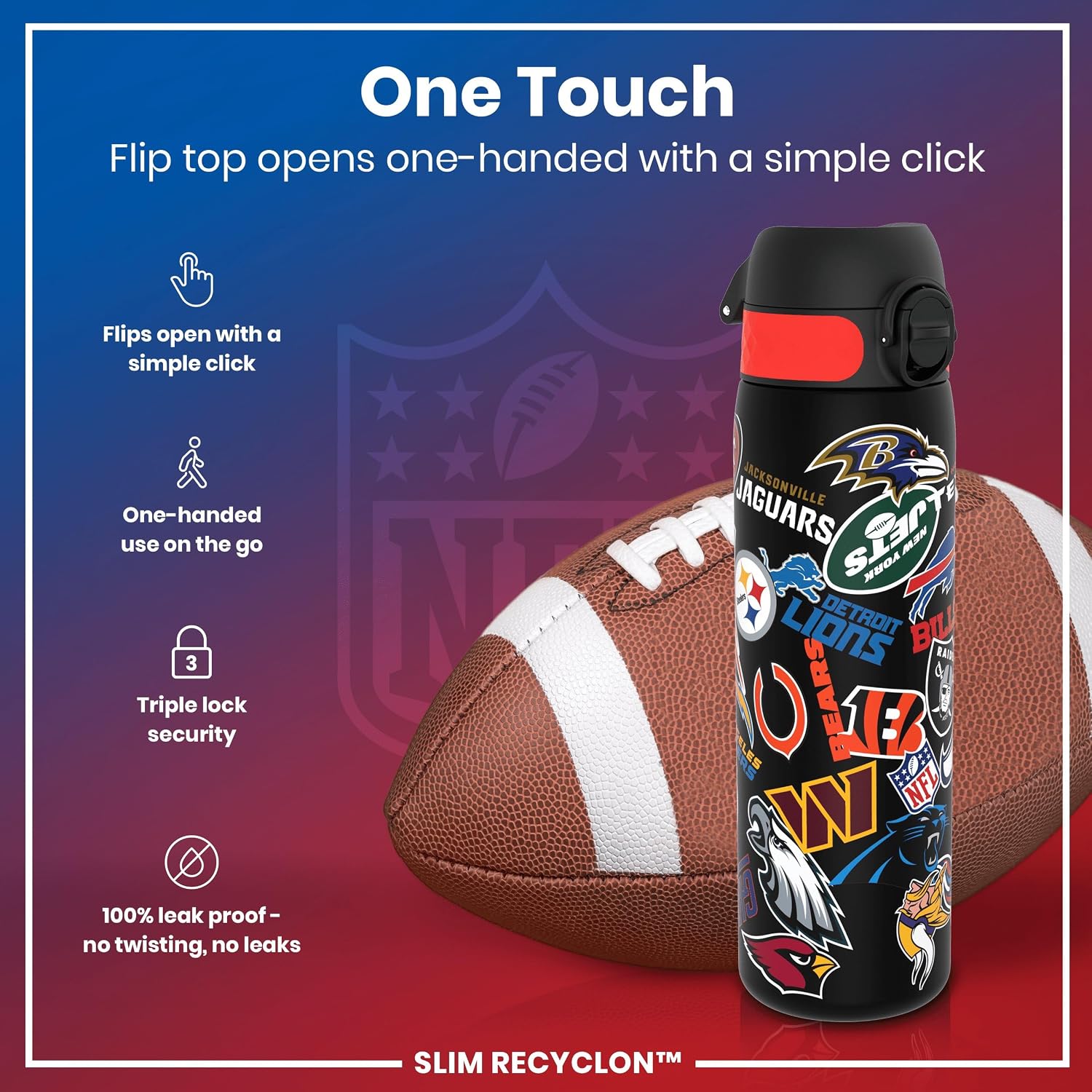 Nfl Patch Logos Water Bottle 500