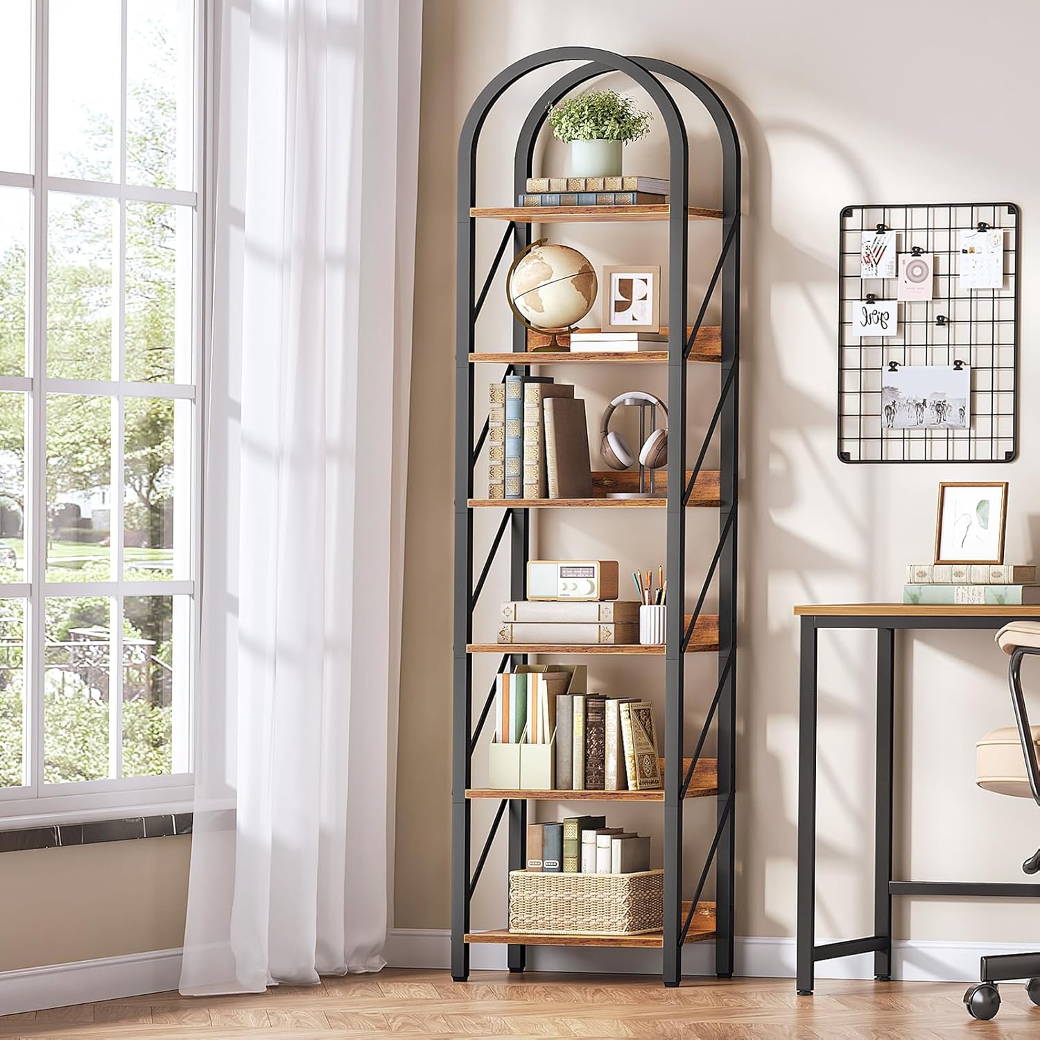 HOOBRO 5-Tier Corner Shelf Stand and Bookshelf Bundle, Tall Storage Plant Stand, Book Shelf Storage Organizer for Living Room, Office, Bedroom, BF50CJ01-BF426SJ01