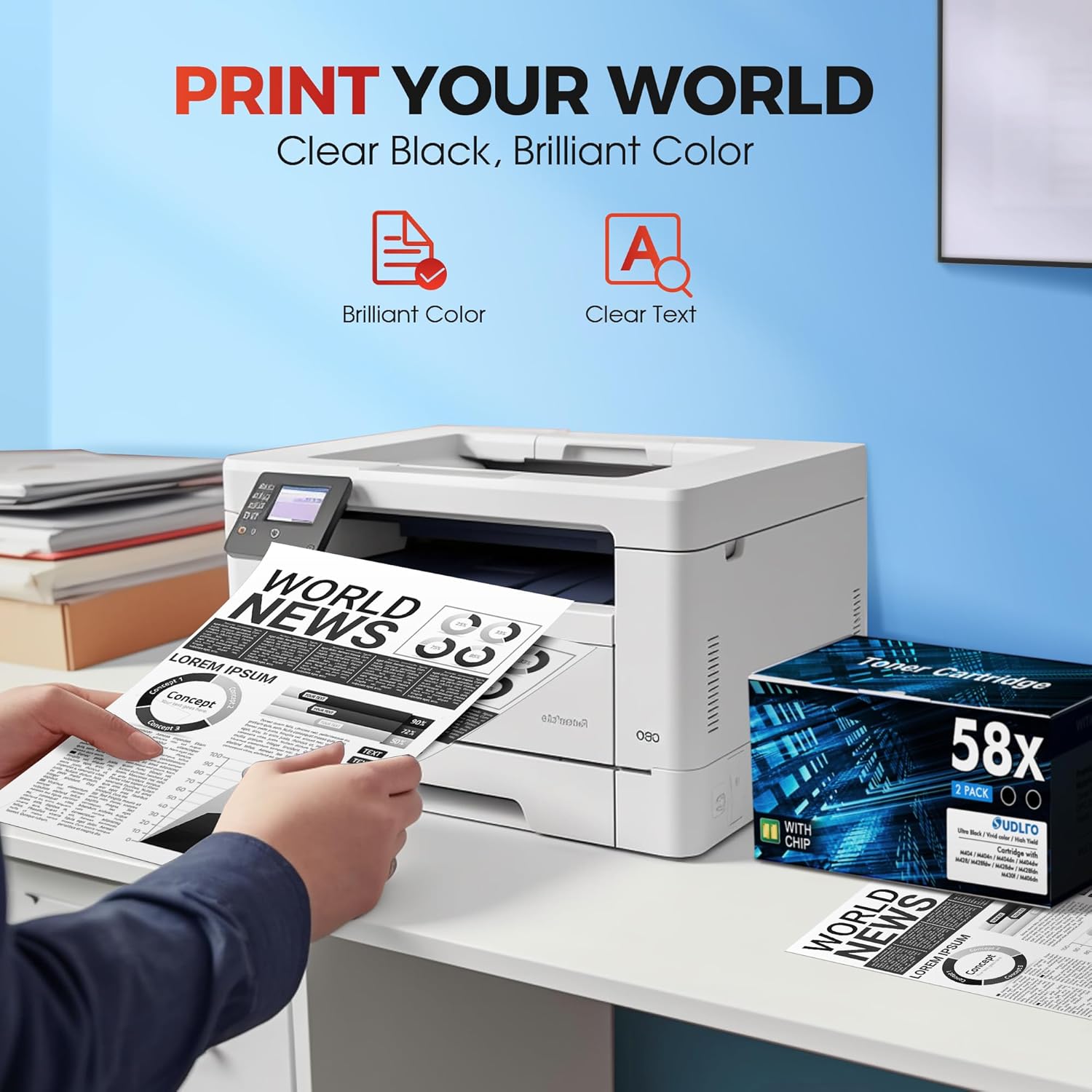 58X CF258X Toner Cartridge Black Replacement for HP 58X CF258X 58A CF258A Compatible with LaserJet MFP M428fdw M428fdn M428dw M404 M428 Pro M404n M404dn M404dw Printer 2 Pack (with Chip)