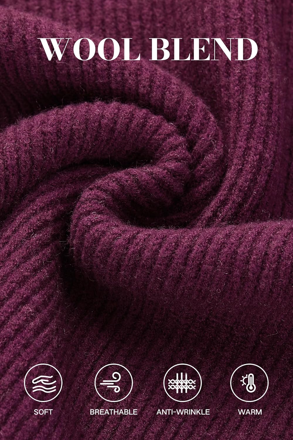 Arach&Cloz Women's Wool Blend Turtleneck Fall Winter Casual Ribbed Oversized Sweater Tops 2025 - Image 6