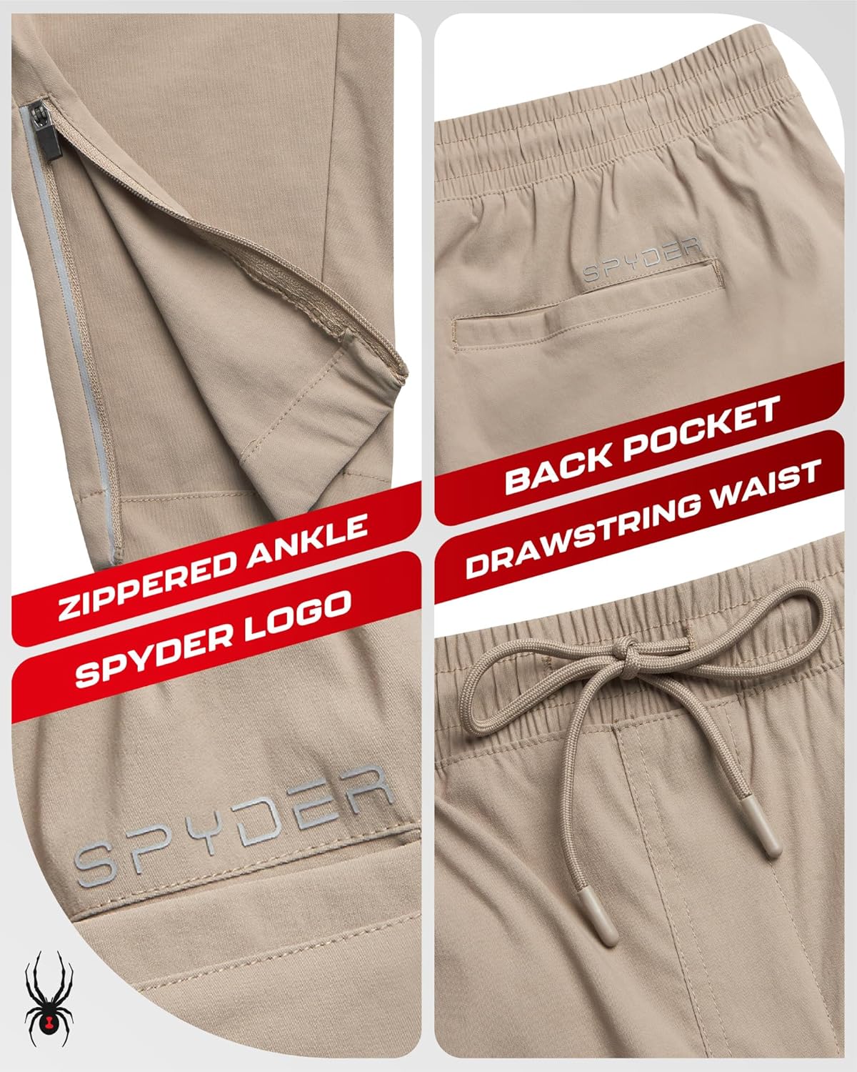 Spyder Mens Work Pants - Lightweight Stretch Athletic Joggers for Men - Moisture Wicking Pants for Work or Casual Golf Wear