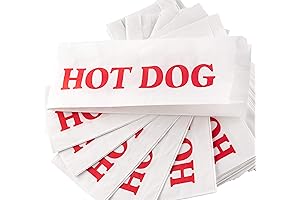 500 Pack - Super Durable, Grease Resistant Retro Hot Dog Bags