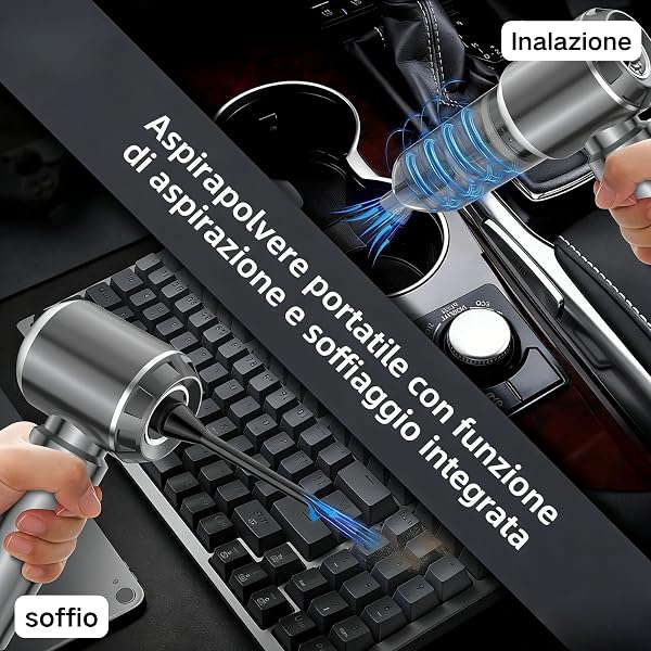 XEUXKER Aspirabriciole Senza Fili Potente, 3 In 1 Aspirapolvere Portatile Estraibile Per Auto Con Funzione Aspirapolvere e Soffiante, Adatto Per La Pulizia Di Automobili, Case, Uffici - 3