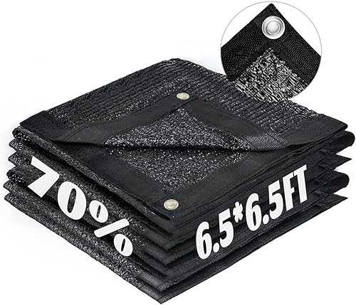 LOVE STORY 6.5 x 6.5 pies, 70% de tela negra para sombra con ojales, malla de malla para jardín, cubierta de plantas, invernadero y patio