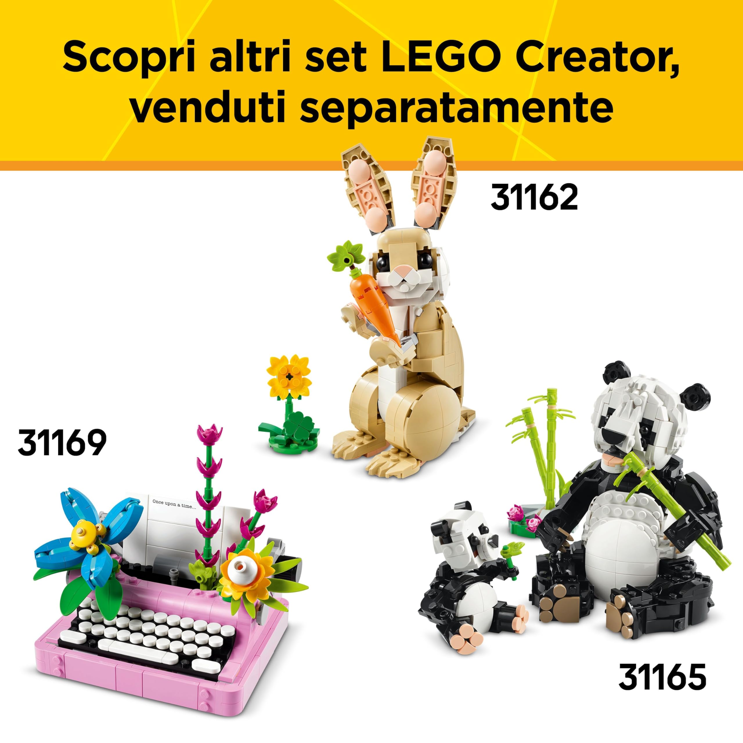 LEGO Creator 3 in 1 Gatto Giocoso Giocattolo - Animale che si Trasforma in Piccione o in Cane Domestico - Regalo di Compleanno Creativo per Bambine e Bambini da 8 Anni in su - 31163