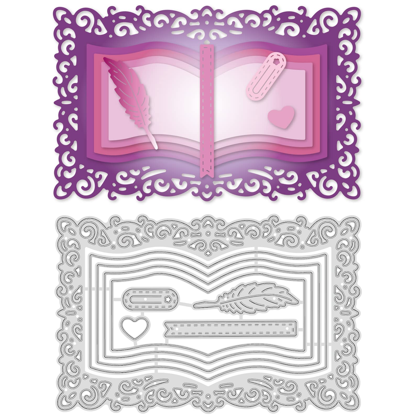 16 Matrices Découpe Plumes GLOBLELAND - 3 Sets Pour Scrapbooking, Cartes, Pochoirs Métal