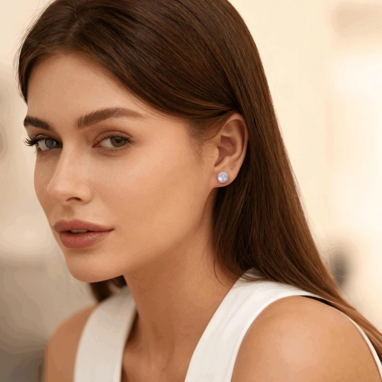 Pearl Stud Earrings for Women, 8-10mm Freshwater Cultured Pearls, Hypoallergenic Sterling Silver 925 Ear Studs, Genuine White Pink Purple Pearls, Christmas Birthday Wedding Anniversary Jewelry Gifts for Mom Wife Daughter - Image 5