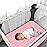 Pack and Play Protector Sheets Waterproof 2 Pack, Quilted Playard Mattress Pad Cover Fitted Fits for Graco Pack n Play Playard Mattress/Playpen Mattress, Gray & Pink, 39 x 27