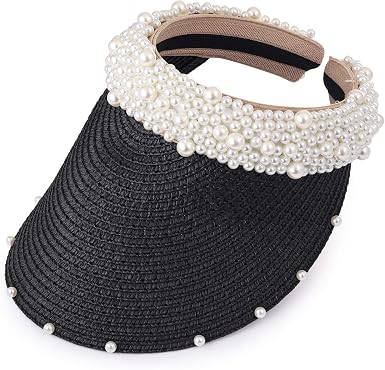 Womens Wide Brim Straw Visor 