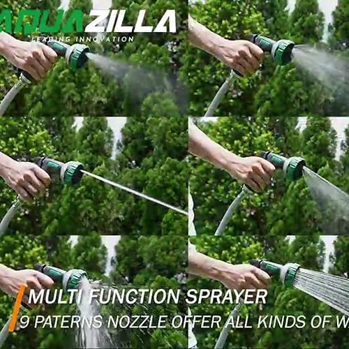 Miniatura 4 de Carrete de manguera de jardín retráctil, carrete de manguera de agua duradero de 100 pies x 58 pulgadas con soporte giratorio de 180, rociador de 9