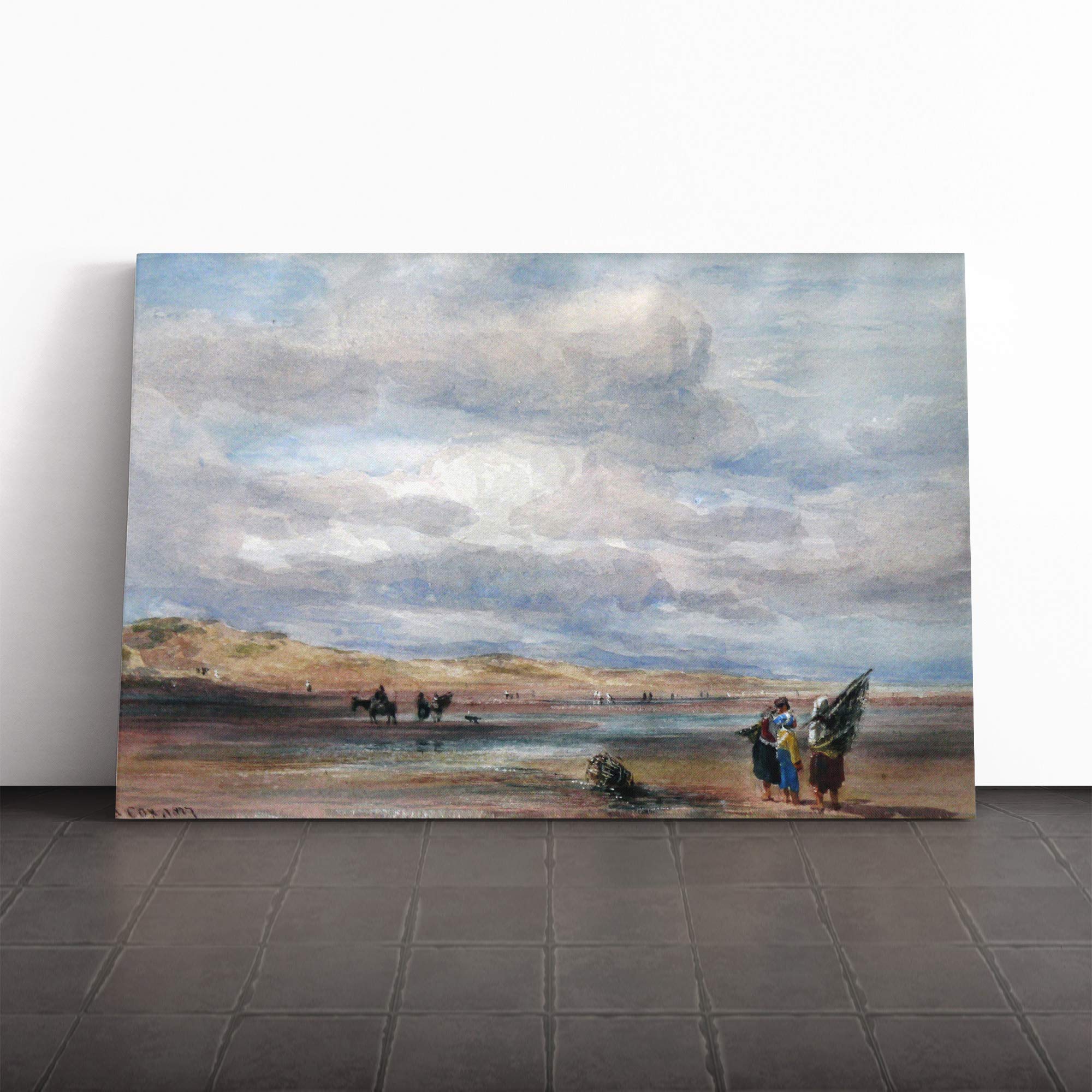 Richard Bonington Shrimpers on Lancaster Sands Canvas Print | Gallery Wrapped 30mm Frame Wall Art | 20x14 inches | Ready to Hang | Modern Picture | Living Room Bedroom Lounge Office
