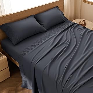 Bedsure Queen Sheet Set - 4 Pieces Soft Queen Size Sheets - Breathable & Cooling - Hotel Luxury - Easy Care Polyester Microfiber Bedding for Women, Men, Dark Grey