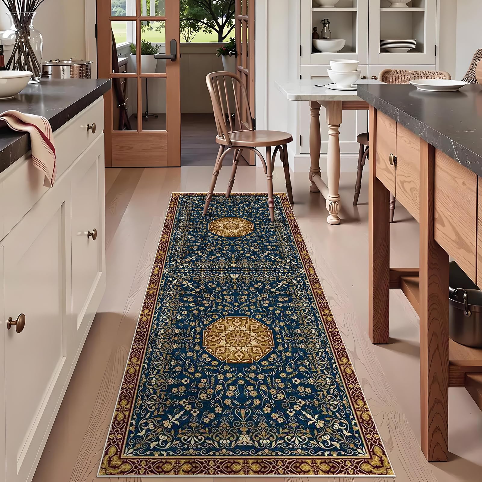 Alfombra de pasillo larga lavable de 50x350 cm con base antideslizante para pasillos y cocina