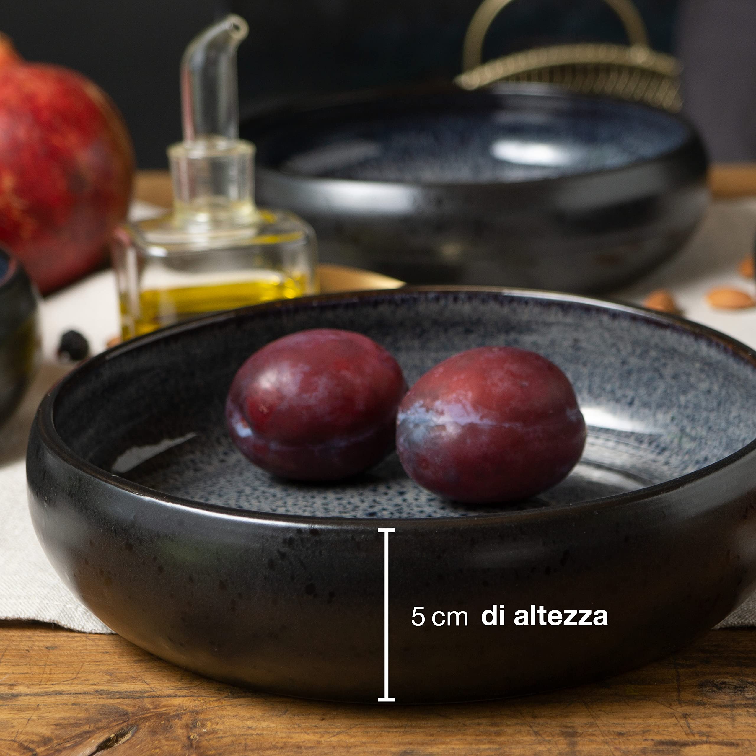 Moritz & Moritz SOLID Set con quattro piatti fondi da 19 cm in gres porcellanato per zuppe, primi piatti, insalate e molto altro