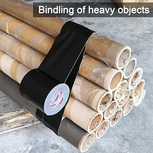 Miniatura 7 de Cinta adhesiva negra, rollo ancho, grado industrial, 5 pulgadas x 55 yardas (164 pies), 9 mil, resistente, impermeable, fuerte, flexible, sin