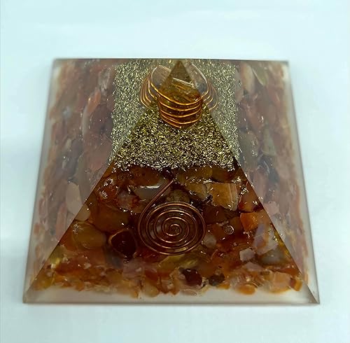 Miniatura 4 de Beauty Agate Crystals Red Carnelian Orgone Reiki Pyramid -3 Inch for EMF Protection, Healing, Energy Generator, Meditation Tools & Positive Energy
