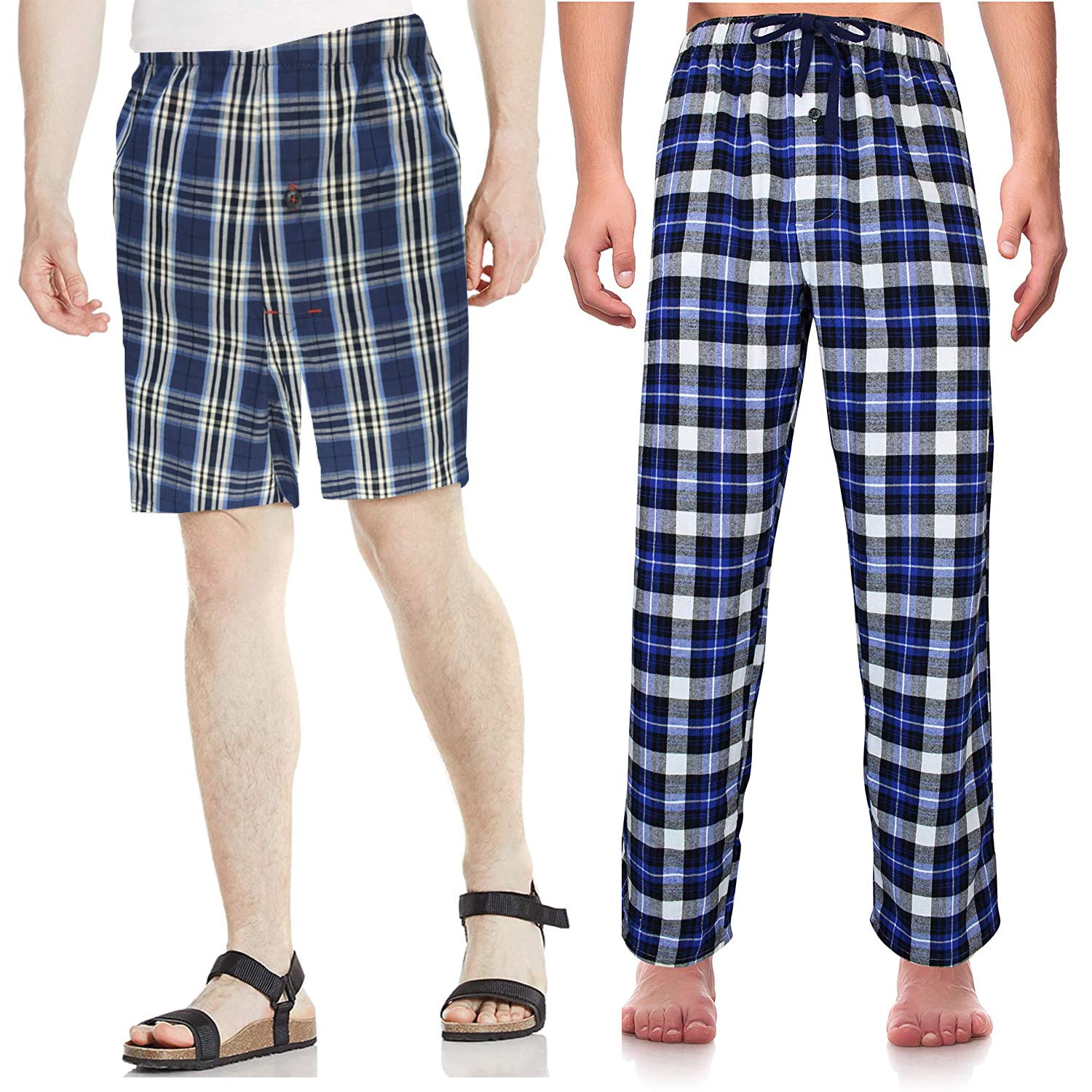 twist99 Men's Cotton Checkered Pajama Boxer Shorts for Men Track Pant | Lounge Wear Multicolors Prints Color May Vary (Assorted Pyjama) Combo Pack of 2-picture-28