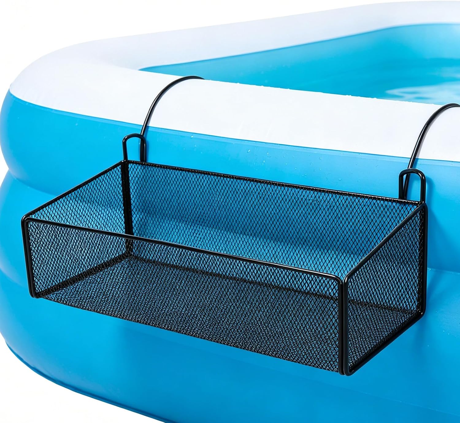 Metal Poolside Storage Basket - Adjustable Swimming Pool Hanging Basket - Hook Width 1.85'' Above Ground Pool Shelf Accessories for Drink Towel image 4