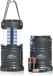 Cascade Mountain Tech Pop-Up LED Lantern 2-Pack - 100 Lumen Collapsible Camping Lights, 360° Bright, Batteries Included