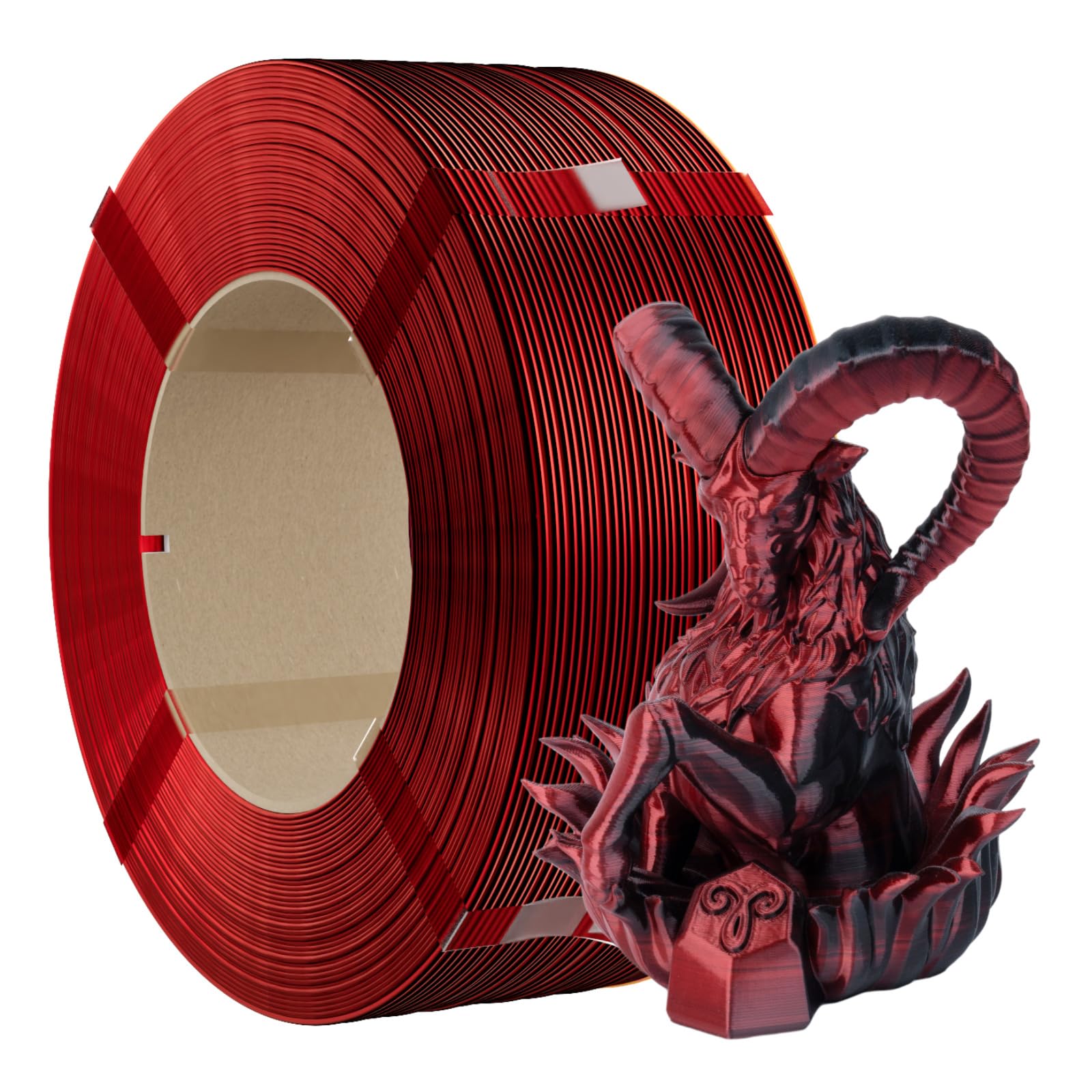 Filament Refill Conjure Silk PLA, 1,75 mm dwukolorowy, spoille filiżanka do druku 3D z efektem jedwabiu, czarny-czerwony, 1 kg, kompatybilny z wielokrotnymi szpulami