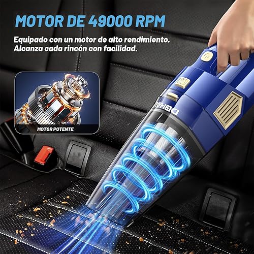 Miniatura 4 de Aspiradora de mano inalámbrica, 15000 PA, potente aspirador de succión para automóvil, ligero con múltiples accesorios, aspiradora de mano para