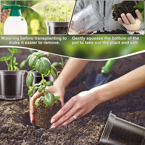 Vista 11 de SupKing Macetas transparentes para vivero de 5/4/3.5 pulgadas, maceta de plástico con agujeros de drenaje para trasplante de suculentas, esquejes