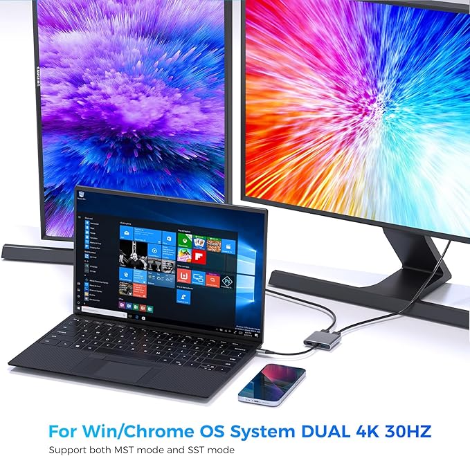 Adaptador USB C a Dual HDMI, Hub con 2 HDMI, USB-A y PD 100W miniatura 4