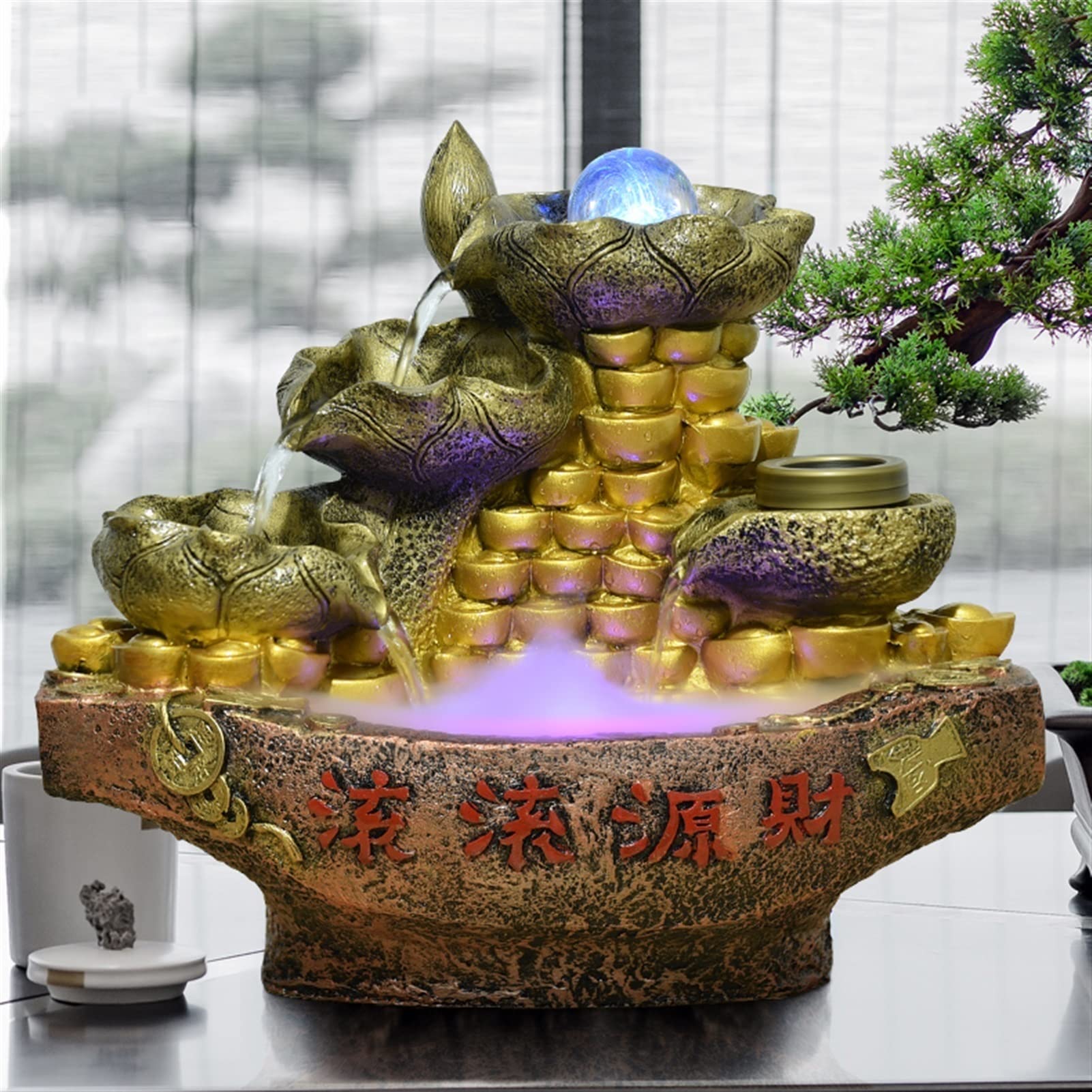 Kleine Binnenwaterfontein Indoor Desktop Fountain - Indoor Meditatie Decoratieve Stromend Water Waterval Fontein Slaapkamer Desktop Fountain Tafelbladfonteinen Feng Shui Decor
