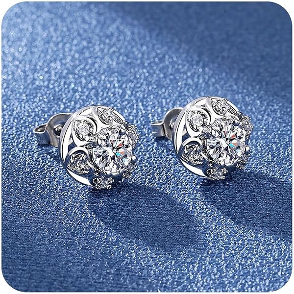 925 Sterling Silver Diamond Stud Earrings for Women