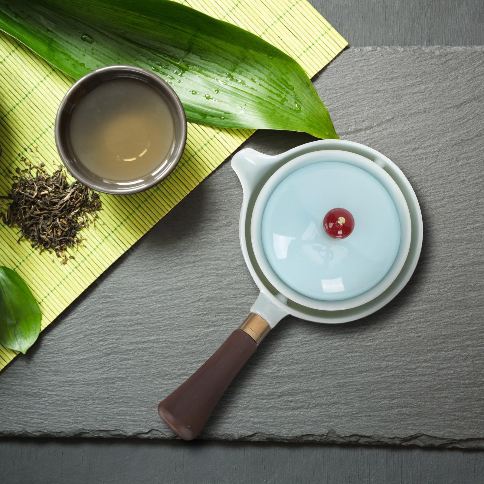 Abaodam Théière Céramique avec Filtre Poignée Longue Ergonomique Pot à Thé Portable et Résistant Service à Thé Chinois pour Maison