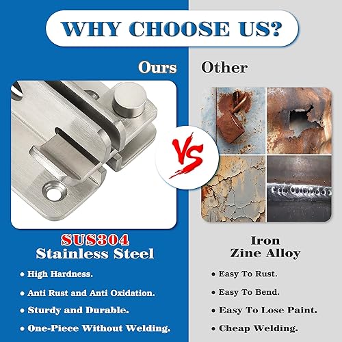 Miniatura 5 de Alise Pestillo de puerta abatible, Pestillos de puerta deslizantes con perno de seguridad para puerta, gancho de seguridad para puerta para granero