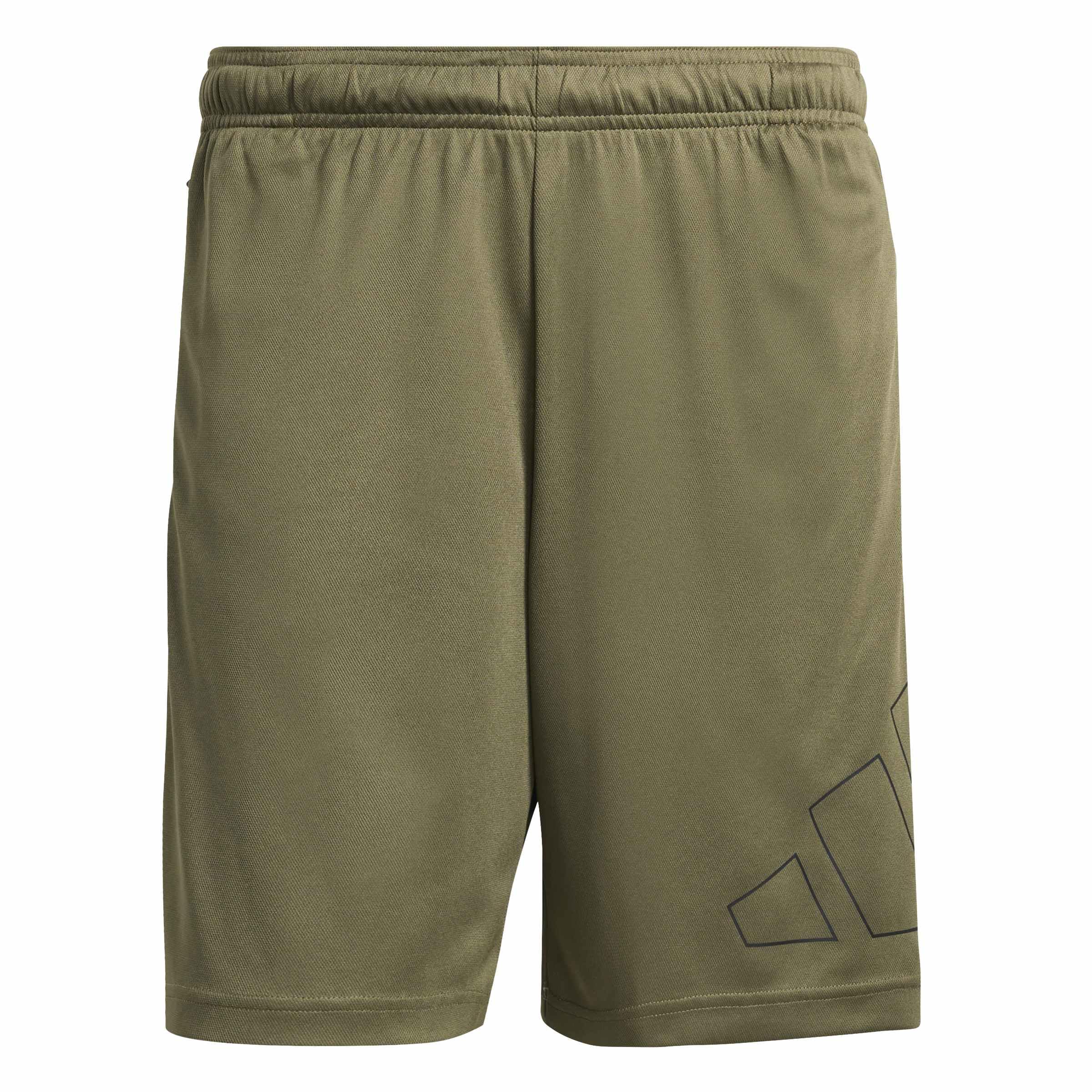 adidas Men's Workout Essentials Base Pique Big Logo Short Shorts, Olive strata, XXL