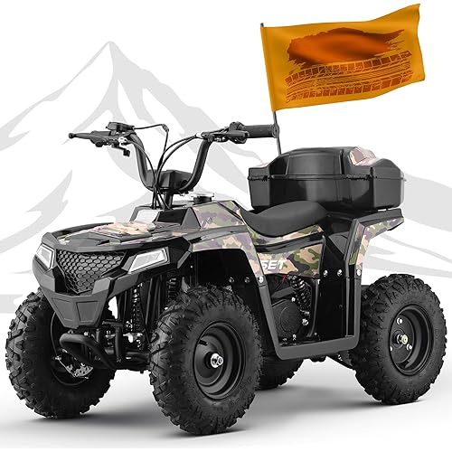 XW-A19 40CC 4-Stroke Gas-Powered Mini Dirt Bike for Kids 6+, 165 lbs Max ATV Quad, 15.5 MPH, Off-Road 4 Wheeler with Storage Box, Pull Start, Disc Brake (Green CAMO)