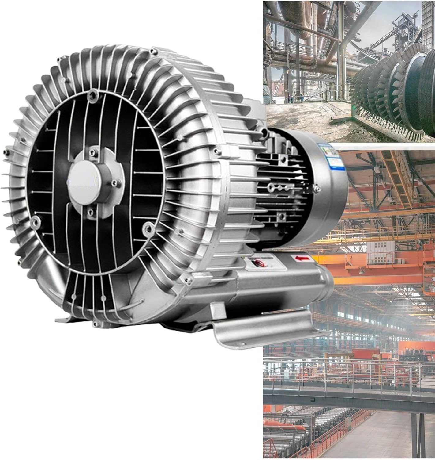 120W-1100W Industrial Regenerative Blower, 110V/220V High-Pressure Ring Vortex Blower for Sewage Aeration, Aquariums, Fish Ponds & Wastewater Treatment Solutions