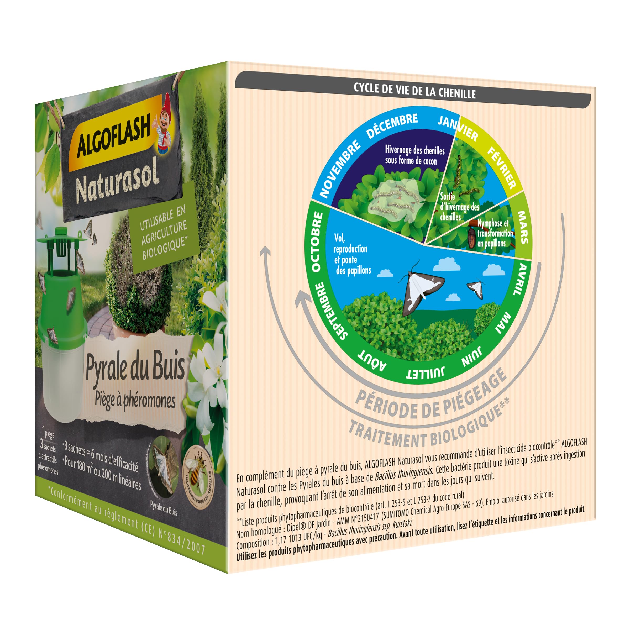 ALGOFLASH NATURASOL BIOPIBUI bukszpanowa pułapka z 3 kapsułkami feromonowymi, nie nadaje się do stosowania