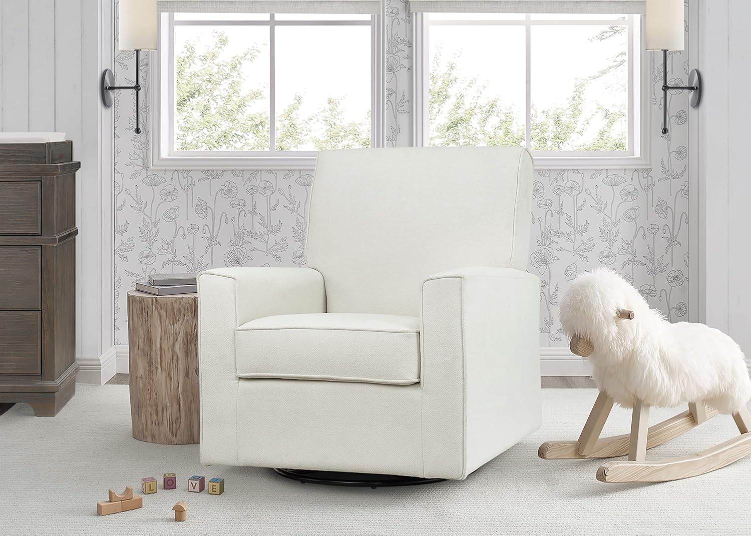 Delta Children Sophie Nursery Glider Swivel Chair with LiveSmart Performance Fabric Fabric, Light Cream image 2 of 10 B0BVJJYNKB