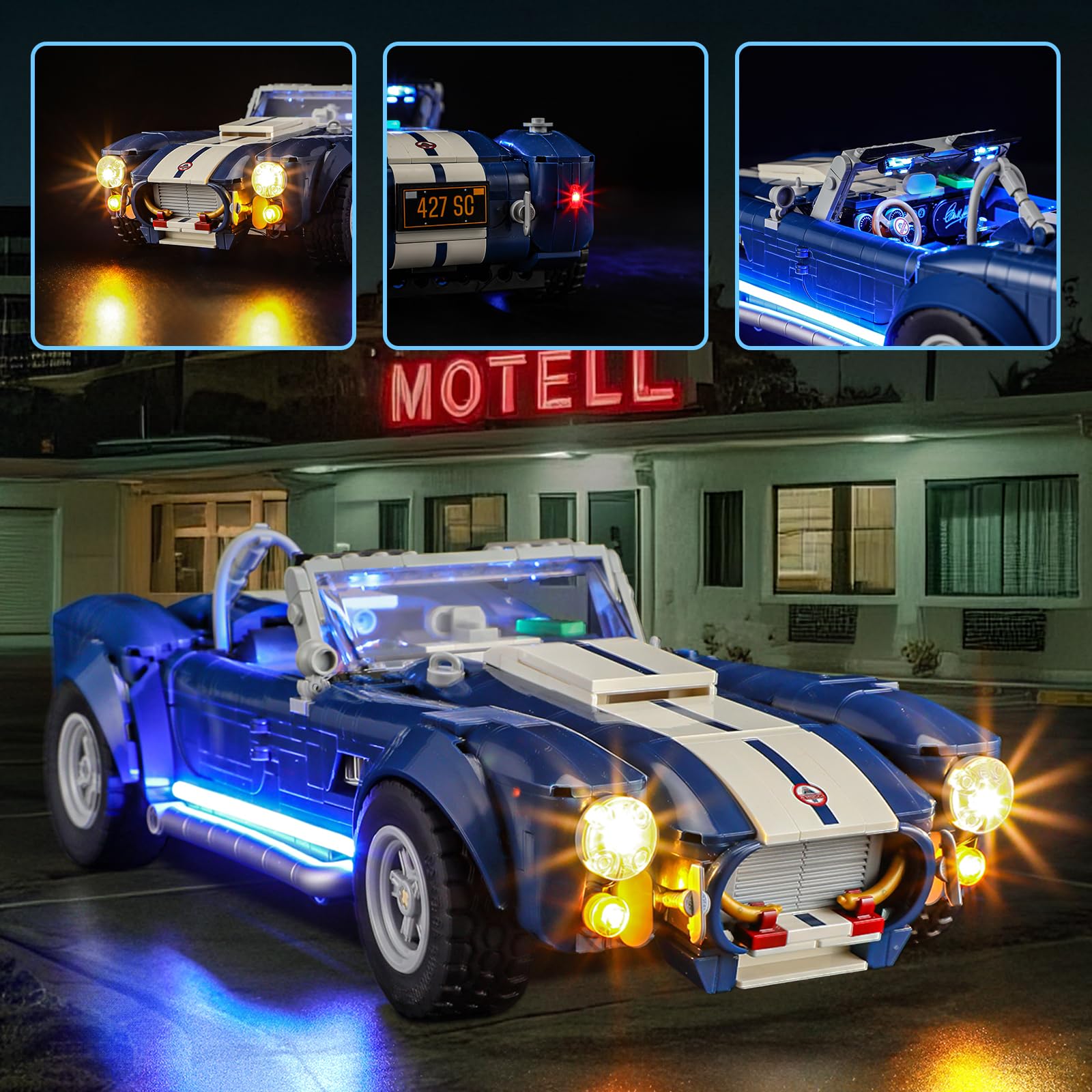YEABRICKS LED Light for Lego-10357 Icons Shelby Cobra 427 S/C Building Blocks Model (Lego Set NOT Included) - Image 3