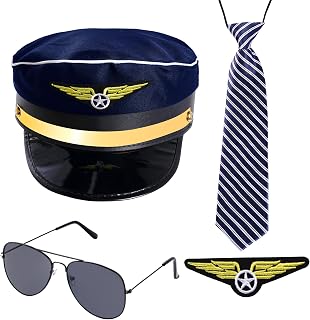 Pilot Captain Costume Accessories - Airline Pilot Hat for Men - Blue