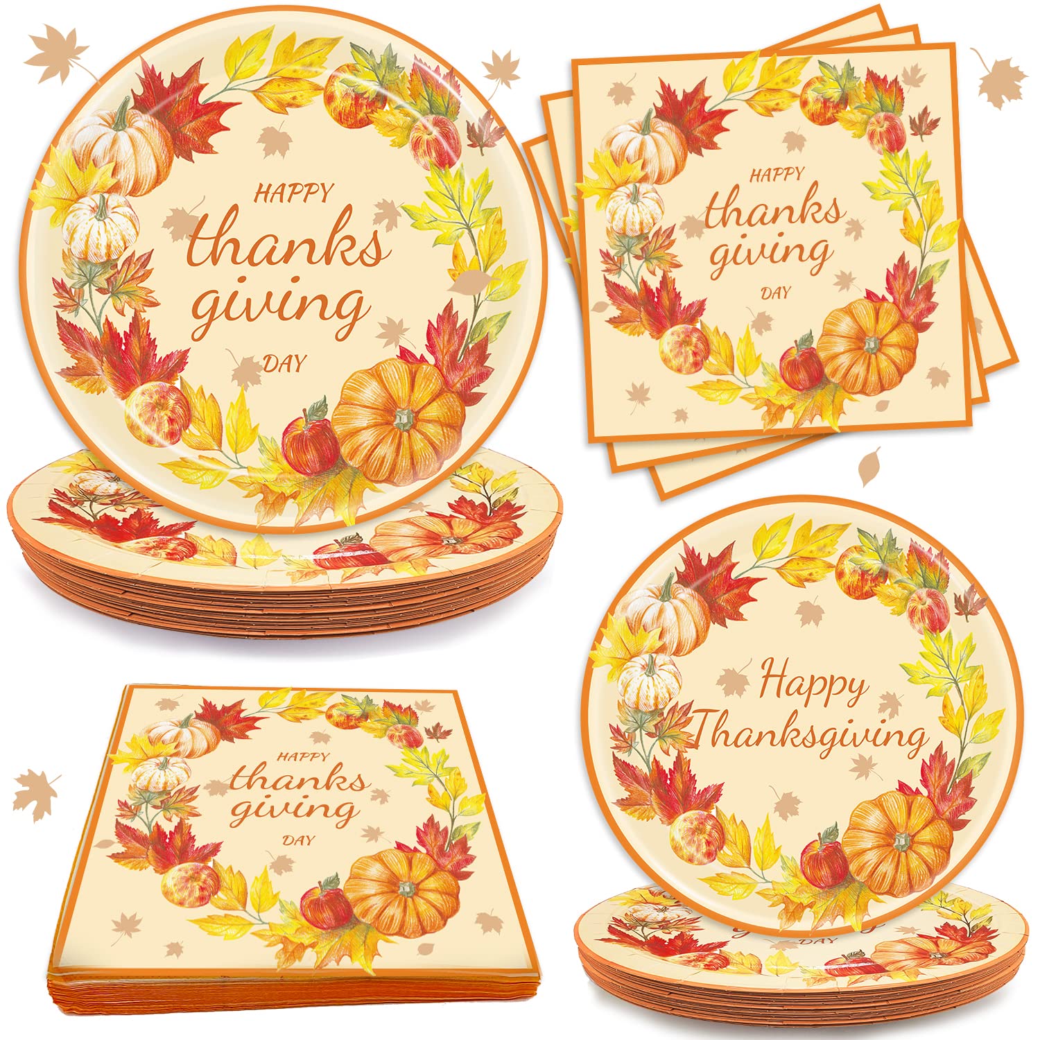 Thanksgiving Party Supplies Plates and Napkins Tableware Set Thanksgiving Party